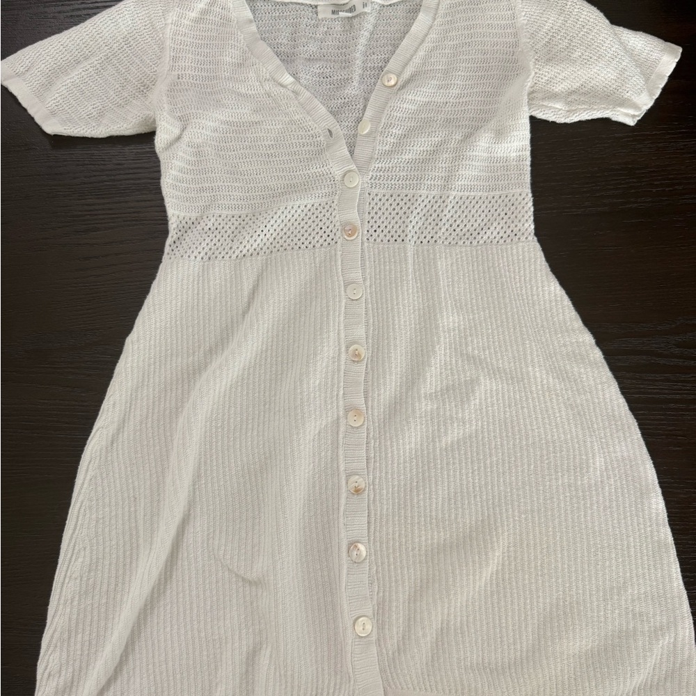 Missguided white Button-Up Knit Dress